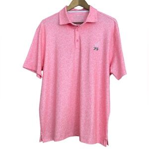 Barstool Sports Golf Men’s short Sleeve Polo Pink White Floral Logo Sz XL